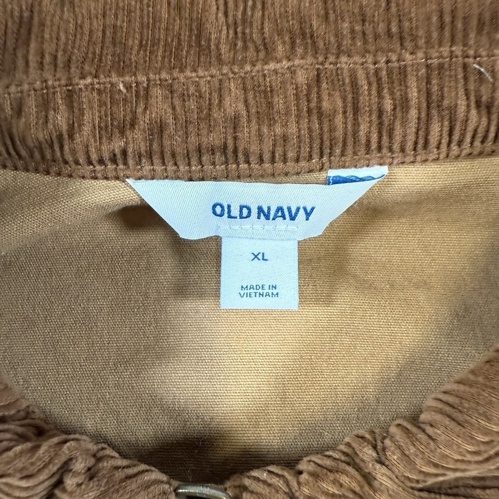 Old Navy Barn Jacket Mens XL Brown Chore Canvas Corduroy Collar Zip Clifftop - Picture 4 of 13